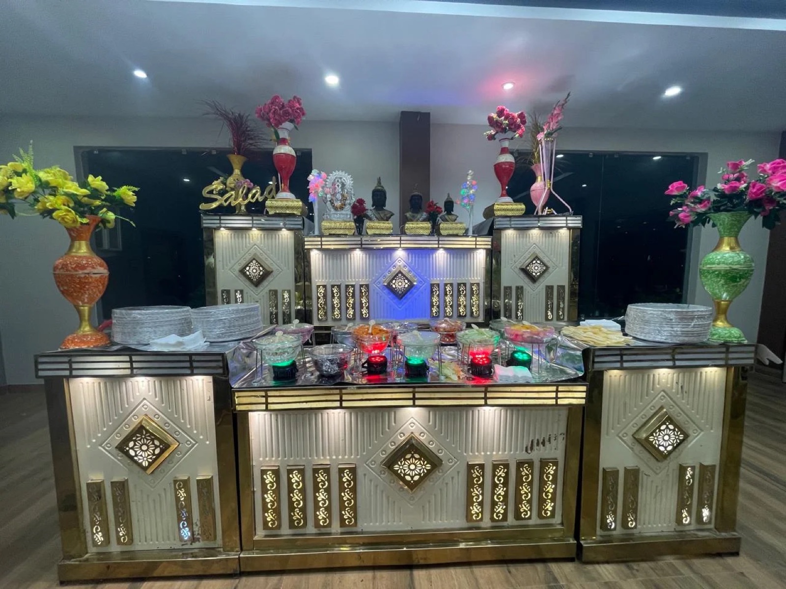 Decorated buffet and catering counter for events at Shri Nath Palace, Deoghar