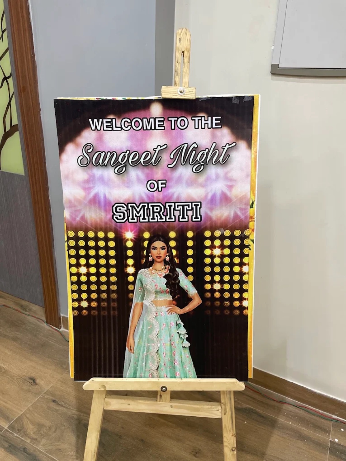 Sangeet night welcome signage at a function in Shri Nath Palace, Deoghar