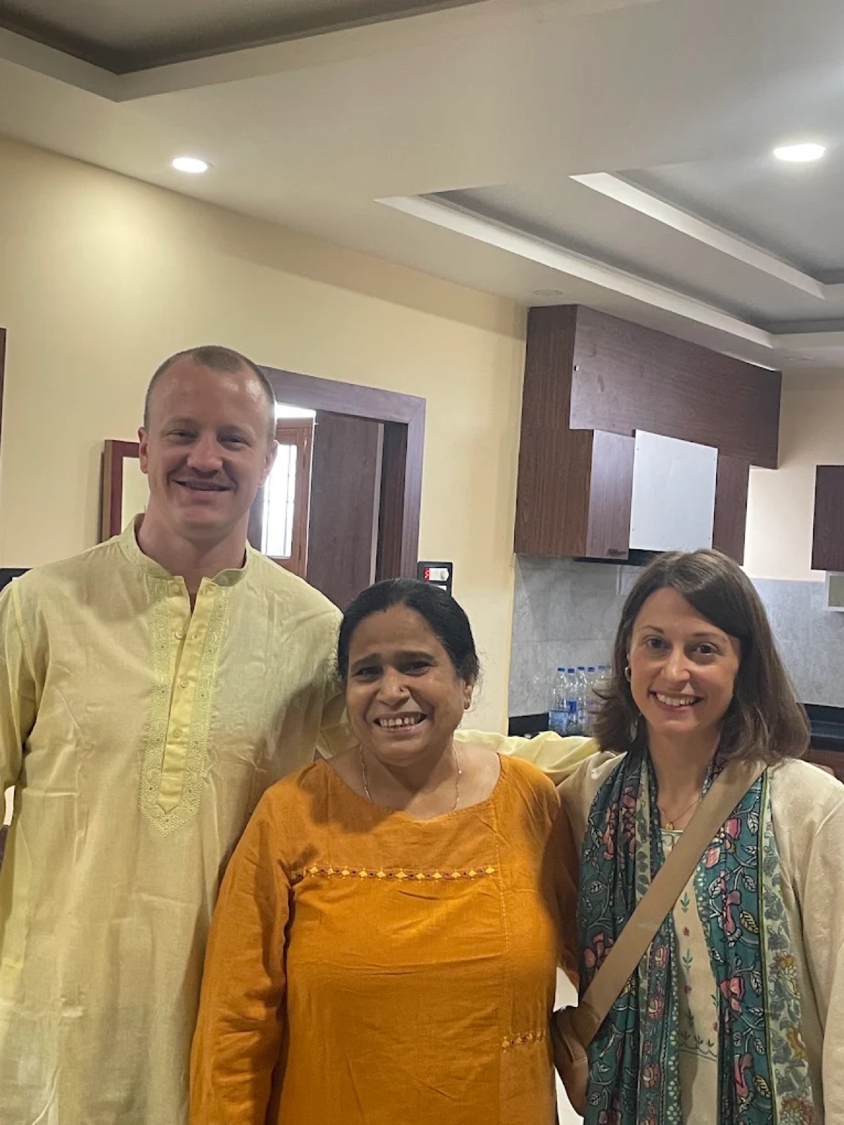 Foreign devotees with the host at Shri Nath Palace, Deoghar